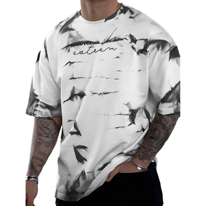 Camiseta de gran tamaño OEM con logotipo personalizado para hombre Camiseta de manga corta con estampado digital Tie-Dye con hombros Caídos para hombre y niño - Product Image 5