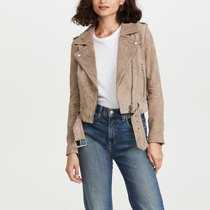 Veste d'hiver occidentale pour femme en cuir véritable souple et respirant, doublure en coton chauffante, motif uni, décoration à rivets, amovible - Product Image 1