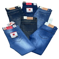 Jeans de Mezclilla Lavados con Efecto Desgastado, Corte Regular, con Detalle de Botones, Elásticos, Unisex, Tallas Grandes, para Todas las Temporadas, Casuales