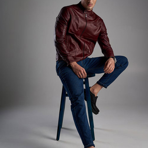 Men's Heavyweight Waterproof Stand Collar <b>Leather</b> <b>Jacket</b> with Front Zipper <b>Winter</b> Style Motorbike OEM Service <b>jacket</b> for men - Product Image 2