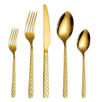 Cuillère à couverts en laiton ensemble de 5 ensembles de couverts uniques poignée de designer en acier miroir Restaurant hôtel maison et fête couverts cuillère