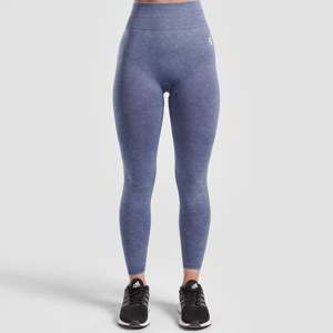 Leggings Deportivos Casuales HyperGlam con Patrón Azul, Sin Costuras, Elásticos, de Spandex y Nailon, Tallas XL y 3XL, Logotipo en la Cintura - Product Image 1