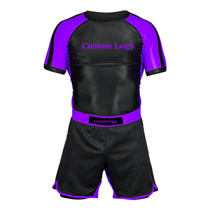 MOVATEXTILE MMA Rash Guard Set Hombres Venta al por mayor Sublimación Manga corta Rash Guard Camisa y Legging Uniforme MMA Fighting Wear Set - Product Image 1