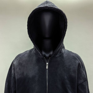 Sudadera con Capucha Personalizada de Lujo para Hombre, 100% Algodón Lavado con Ácido, con Cremallera, Gruesa, Lisa, de Invierno, de Secado Rápido, Ecológica, con Bolsillo - Product Image 6