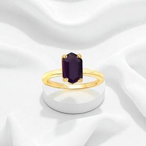 Anillos personalizados al por mayor hexágono amatista piedras preciosas ajuste de punta anillos de mujer ANILLO DE PLATA 925 hecho a mano - Product Image 1