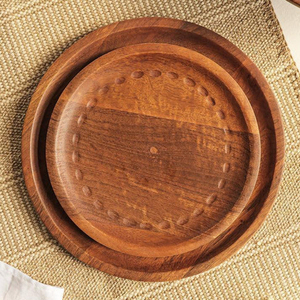 HHO จานไม้ทรงกลมสำหรับตกแต่งโต๊ะงานหัตถกรรมทรงกลมสวยงามสำหรับบ้านและห้องครัว - Product Image 4