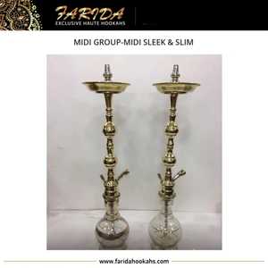 2022 Farida egipcio de lujo latón Midi elegante Delgado Shisha Hookah conjunto laca acabado aluminio vidrio profundo grabado a mano diseño árabe - Product Image 5