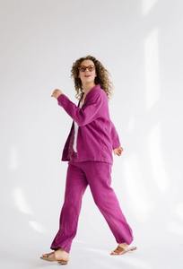 <b>Linen</b> shirt and <b>linen</b> pants MAGENTA , <b>Linen</b> <b>set</b> - Product Image 3