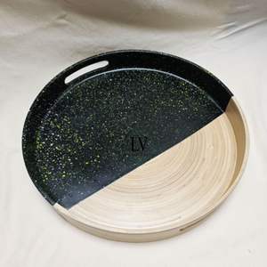 Bandeja de servicio de bambú hilado Natural ecológica de alta calidad forma redonda laca estilo spinkle hecho a mano precio barato en Vietnam - Product Image 2