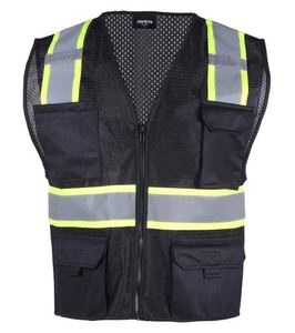 Vente en gros de gilet de sécurité réfléchissant de qualité supérieure imperméable à l'eau avec logo personnalisé avec poches et fermeture éclair - Product Image 6