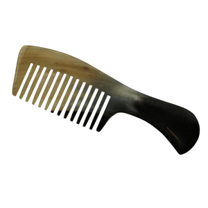 Peigne en corne de boeuf de buffle de haute qualité peigne de poche fait main antistatique moyen âge agate classique compacte écologique - Product Image 5