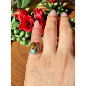 Handmade <b>Boho</b> Royston Turquoise & Sterling <b>Silver</b> <b>Ring</b> Navajo Made Gemstone Jewelry for Everyday Wear Size 5.25 - Product Image 2