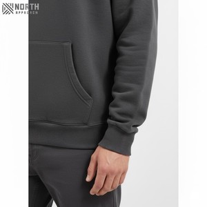 Sweat à capuche en molleton mélangé 100% coton avec logo personnalisé pour hommes 300 Gsm lourd pull Basics solide motif uni teint sweat à capuche - Product Image 4