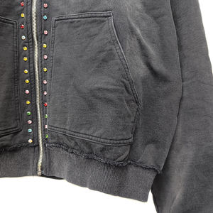 เสื้อฮู้ดดี้แบบมีซิปคู่ คุณภาพสูง ขายส่ง แฟชั่นทรงหลวม โอเวอร์ไซส์ ประดับคริสตัล สไตล์เฟด สามารถสั่งทำได้ - Product Image 3