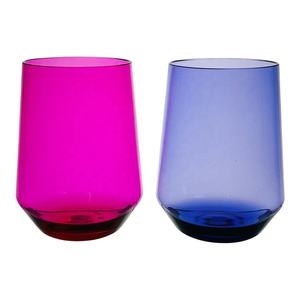 แก้วไวน์ Tritan Stemless ขนาด20ออนซ์ฟรี BPA สีสันสดใสดีไซน์กลางแจ้งสำหรับไวน์แดง - Product Image 1