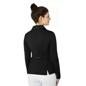 Chaqueta de equitación transpirable de calidad superior para mujer para ecuestre, ribete contrastante en la solapa y aberturas traseras para montar a caballo - Product Image 2