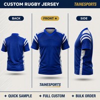 Kaos Jersey Rugby Sublimasi Custom Lengan Pendek Pria Remaja Seragam Olahraga Tim Latihan Kaos Jersey Rugby