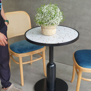 CBCF269 Round Cafe <b>Table</b> and Chair <b>Set</b> with 2 Comfortable Thonet Chairs 1 <b>Coffee</b> <b>Table</b> for <b>Coffee</b> Shops Durable Square Pattern - Product Image 3