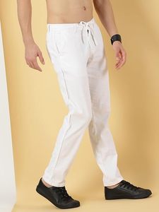 High Quality Custom Sweatpants for <b>Men</b> Oversized Casual Winter <b>White</b> Pants with Stacked Pattern Fabric Material - Product Image 3