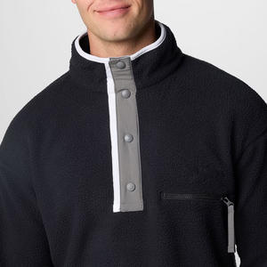 Veste en polaire pour homme à manches longues avec fermeture éclair quart de tour, service OEM, prix de gros, design bicolore, décontractée - Product Image 4