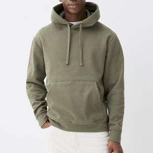 Sudadera con capucha de algodón de peso pesado al por mayor para hombre logotipo bordado personalizado 350 Gsm Sudadera con capucha de gran tamaño de lana en blanco sin cuerda - Product Image 1