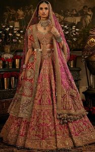 2025 Impresionante adorno nupcial Lehenga Choli con perlas Dabka pesadas Piedra Mano Zardozi Bordado Trabajo con Dupatta - Product Image 2