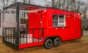 Nouvelle remorque mobile de restauration BBQ 8.5x22 rouge occultant 7x14 pour 2026, à vendre - Product Image 3