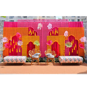 Decoración Moderna Vintage para la Ceremonia Haldi, Paneles Coloridos Cortados con Láser, Separador de Escenarios Metálico Clásico Indio para Bodas - Product Image 1