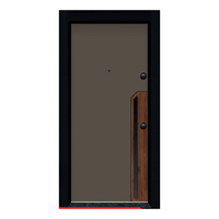 Porte Extérieure Moderne en Acier et Bois de Sécurité, Design Géométrique Premium, Prévention Incendie, Couleur Personnalisée, pour Sous-sol