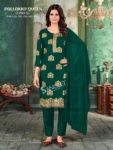 Kurti indien pakistanais pour femmes Maruti Fashion, confortable, élégant, pour mariage ou occasions traditionnelles, en rayonne lourde avec imprimé doré - Product Image 3