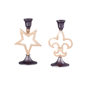 Bougeoir décoratif de maison de luxe candélabre couleur noir et or fini dessus de table bougies support votif pour décoratif - Product Image 3