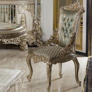 Juego de Comedor de Lujo Prestige The Langham, Tallado a Mano en Madera de Teca, Blanco y Dorado, Colección de Muebles Clásicos de Palacio Europeo para Hotel - Product Image 4