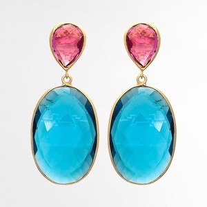 Boucles d'oreilles pendantes en argent sterling 925 pour femmes, tendance 2024, tourmaline poire et ovale bleu hydro, bijoux - Product Image 2