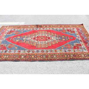 พรมวินเทจขนาดใหญ่ 4.8x9.3 ฟุต (147x284 ซม.) พรมขนสัตว์ลายพิมพ์สัตว์สีแดงแบบตุรกี - Product Image 3