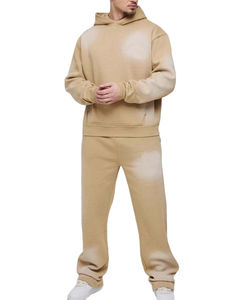 Ensemble survêtement jogging 2 pièces pour homme, taille plus, vintage, délavé, effet délavé à l'acide, coupe évasée, logo personnalisé 2026 - Product Image 5