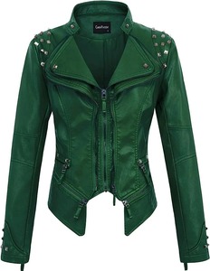 Steampunk Rock Rivet Veste en cuir pour femme Slim Short Streetwear Gothique Broderie Pu Cuir Locomotive Manteau Femme - Product Image 6