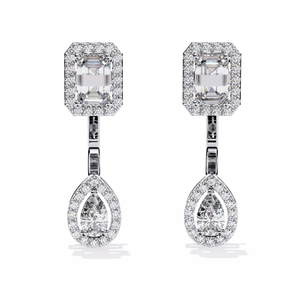 Boucles d'oreilles pendantes en or 18 carats avec diamant de laboratoire - Product Image 2