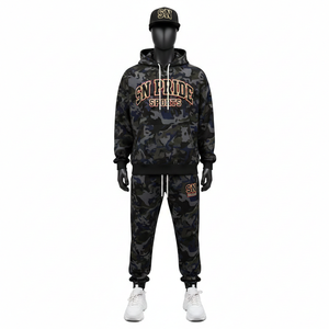 ชุดวอร์มลำลองแฟชั่นผู้ชายแบบมีฮู้ด ล่าสุด ขายดี ผ้าฝ้าย 100% ระบายอากาศดี ปักลาย  สองชิ้น สำหรับออกกำลังกาย ฟิตเนส เทรนนิ่ง - Product Image 1