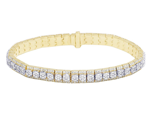 Bracelet de tennis élégant et mince or rose 10 carats coupe ronde fleur Design diamant femmes classique bijoux cadeau Collection - Product Image 2