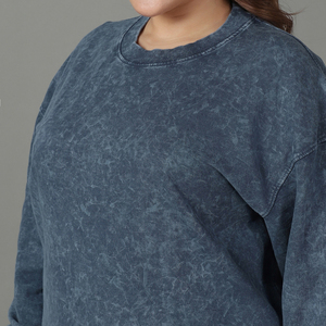 Vente en gros de sweat-shirt surdimensionné à col ras du cou avec cordon de haute qualité délavé à l'acide pour femmes - Product Image 5
