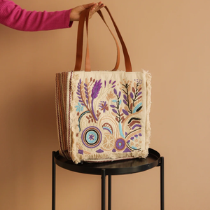 Sac à bandoulière multicolore bohème brodé de perles Sac à main en toile perlé par glowin fashion - Product Image 1