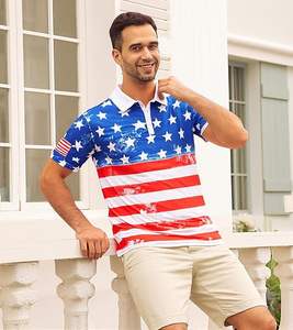 Pantalones cortos de golf atléticos de ajuste seco para hombre, manga corta con cuello estampado, material de punto de poliéster 100% - Product Image 4