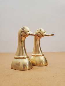 Serre-livres pour animaux de la faune de canards en laiton doré du milieu du siècle - Product Image 2