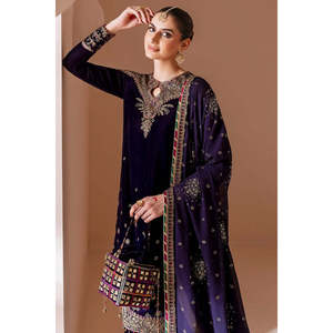 Conjunto de Traje Formal de Terciopelo Bordado para Mujer Jazmin CVF D-08 y TC-1403 - Product Image 6