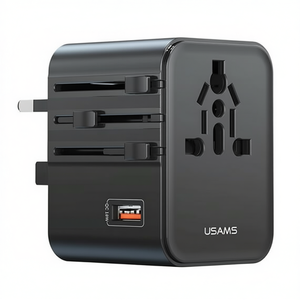 USAMS CC309 25W อะแดปเตอร์ชาร์จแบบพกพา พอร์ตคู่ Type-C และ USB-A สีดำ - Product Image 2
