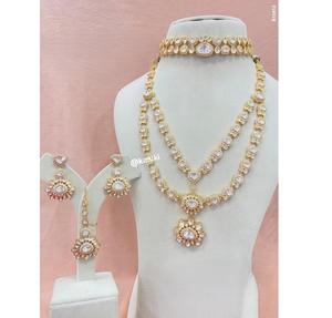 Ensemble de collier traditionnel à double couche Moissanite Polki ensemble de bijoux de mariage indien Designer Moissanite Kundan tour de cou pour les femmes - Product Image 1