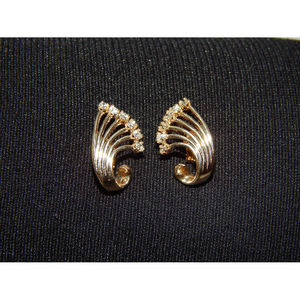 Orecchini a ventaglio 14K oro e diamanti gioielli di lusso per le donne - Product Image 2