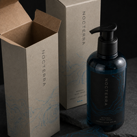Boîte d'emballage personnalisée pour gel douche homme, crème contour des yeux, étanche, gaufrée, noire, pliable, pour bouteille de gel douche 300 ml, marque privée