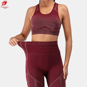 Two Piece Seamless <b>Yoga</b> <b>Set</b> For Gym Training High Impact Sports Bra Ankle Length Leggings Outfit - Product Image 3