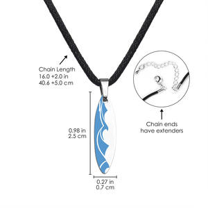 Colliers en acier inoxydable pour planche de surf, collier Tabla De Surf, bijoux sur le thème de l'océan, colliers de surf, colliers en cuir noir pour hommes - Product Image 6